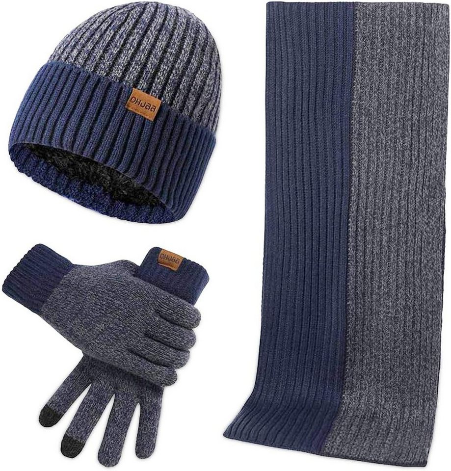 Bextsrack Mütze & Schal Mütze-, Schal- und Touchscreen-Handschuh-Set zweiteiliges Winter-Warmhalte-Set in zwei Farben von Bextsrack