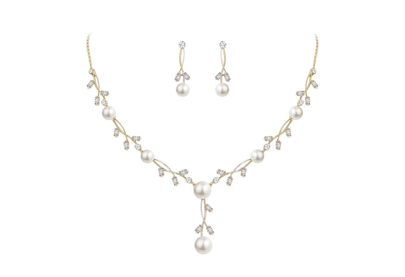 Bextsrack Schmuckset Brauthochzeits-Schmuckset, Damen Anhänger Halskette und Ohrringe, Perlen Blumen Schmuckset von Bextsrack