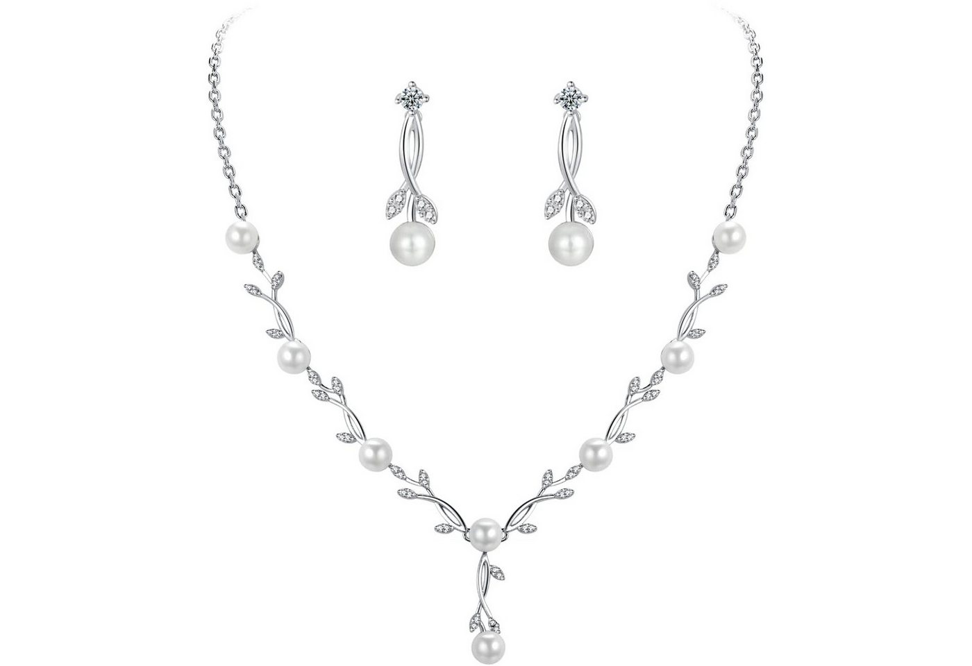 Bextsrack Schmuckset Brauthochzeits-Schmuckset, Damen Anhänger Halskette und Ohrringe, Perlen Blumen Schmuckset von Bextsrack