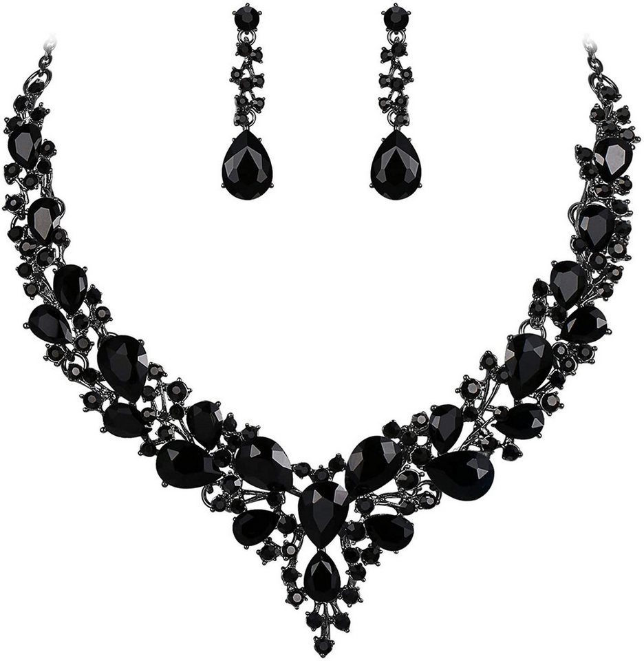Bextsrack Schmuckset Damen Hochzeits-Schmuckset, Halsketten- und Ohrring-Set, Hochzeits-Juwelen-Set, geeignet für Hochzeiten und Verlobungen von Bextsrack