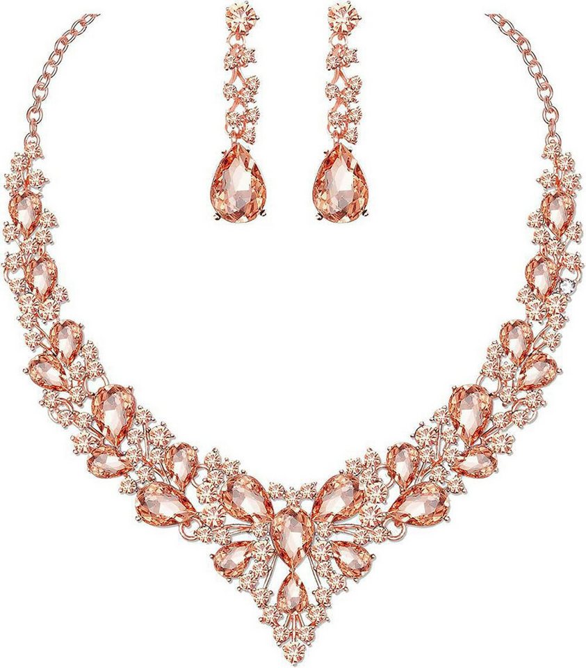 Bextsrack Schmuckset Damen Hochzeits-Schmuckset, Halsketten- und Ohrring-Set, Hochzeits-Juwelen-Set, geeignet für Hochzeiten und Verlobungen von Bextsrack