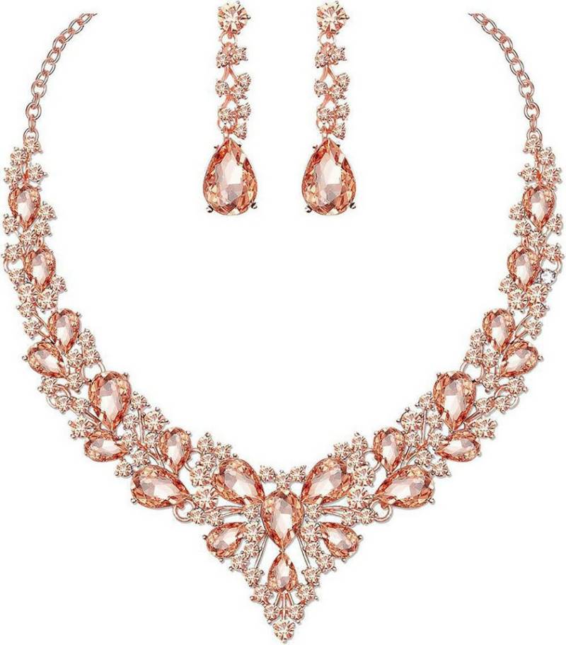 Bextsrack Schmuckset Damen Hochzeits-Schmuckset, Halsketten- und Ohrring-Set, Hochzeits-Juwelen-Set, geeignet für Hochzeiten und Verlobungen von Bextsrack