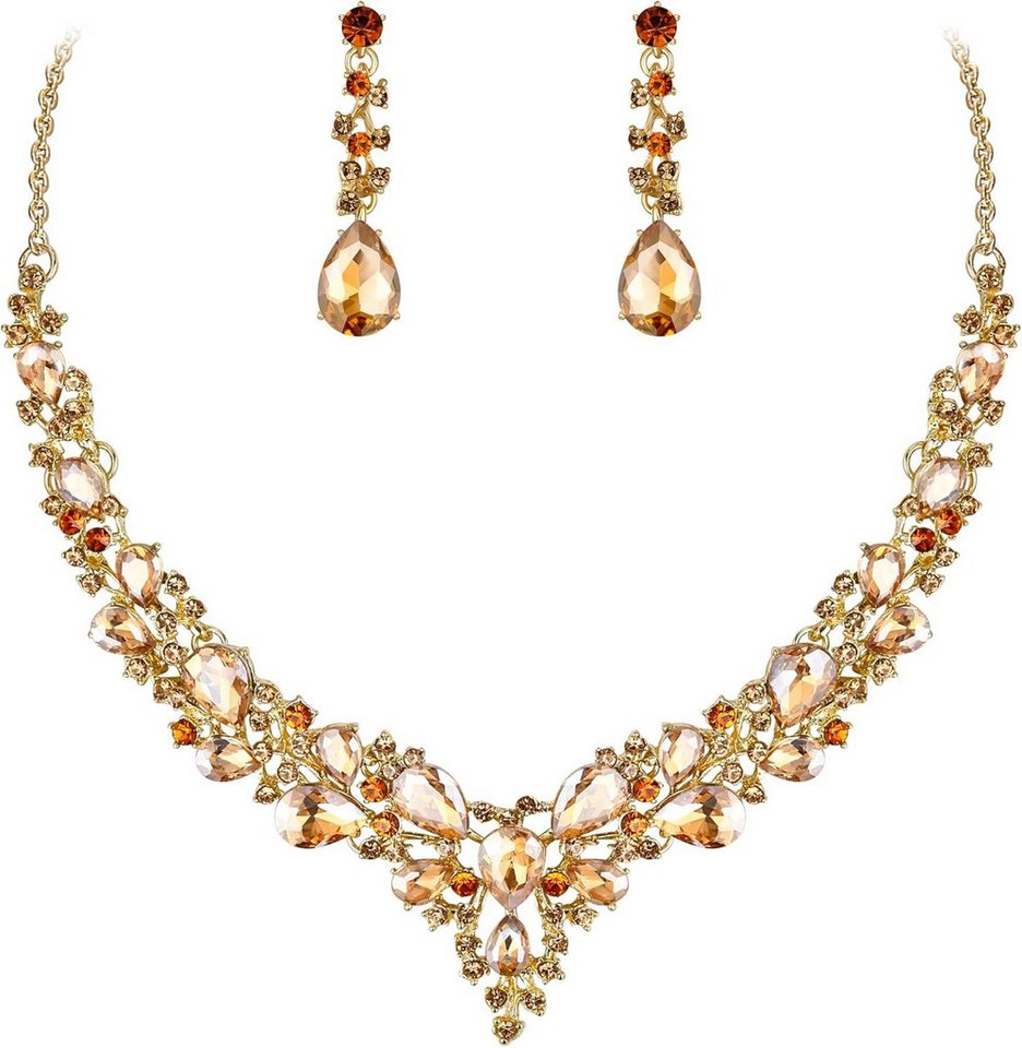 Bextsrack Schmuckset Damen Hochzeits-Schmuckset, Halsketten- und Ohrring-Set, Hochzeits-Juwelen-Set, geeignet für Hochzeiten und Verlobungen von Bextsrack