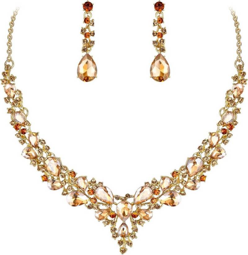 Bextsrack Schmuckset Damen Hochzeits-Schmuckset, Halsketten- und Ohrring-Set, Hochzeits-Juwelen-Set, geeignet für Hochzeiten und Verlobungen von Bextsrack