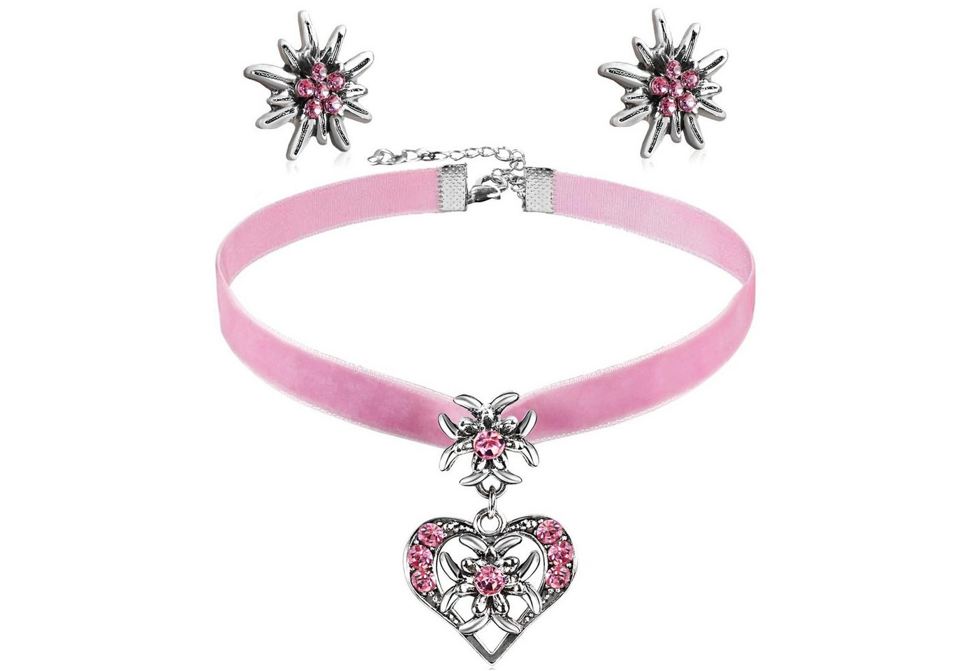 Bextsrack Schmuckset Damen Oktoberfest Schmuckset, Edelweiß Anhänger mit Ohrringen, Bayerischer Stil Damen Mode Schmuckset von Bextsrack