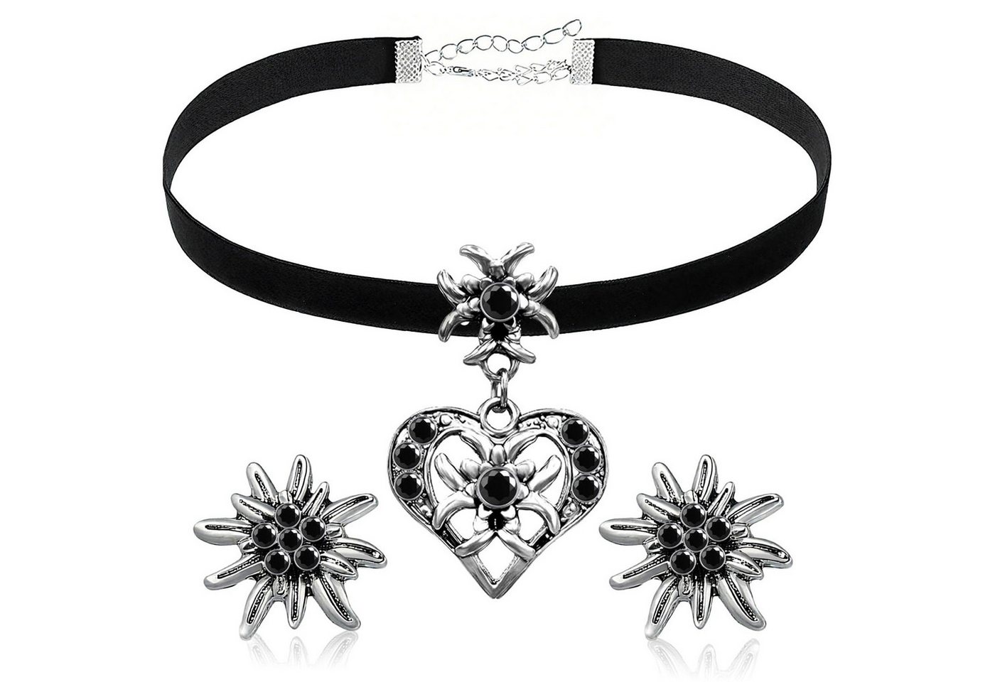 Bextsrack Schmuckset Damen Oktoberfest Schmuckset, Edelweiß Anhänger mit Ohrringen, Bayerischer Stil Damen Mode Schmuckset von Bextsrack