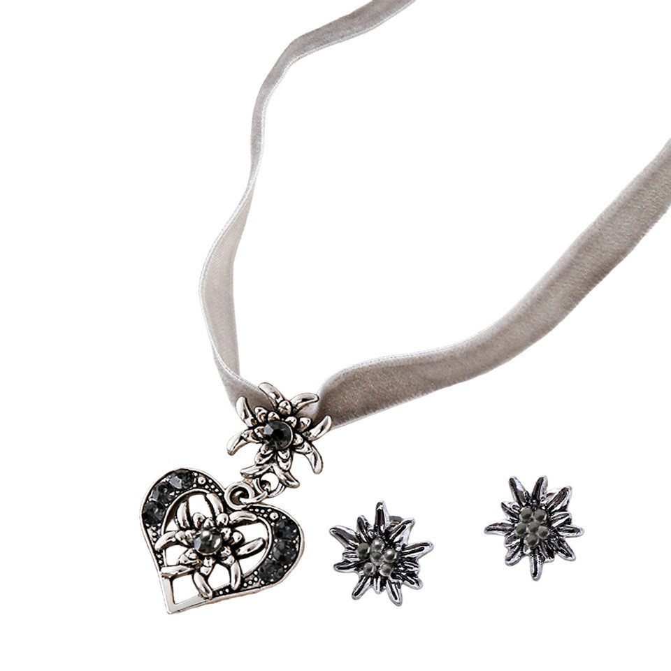 Bextsrack Schmuckset Damen Oktoberfest Schmuckset, Edelweiß Anhänger mit Ohrringen, Bayerischer Stil Damen Mode Schmuckset von Bextsrack