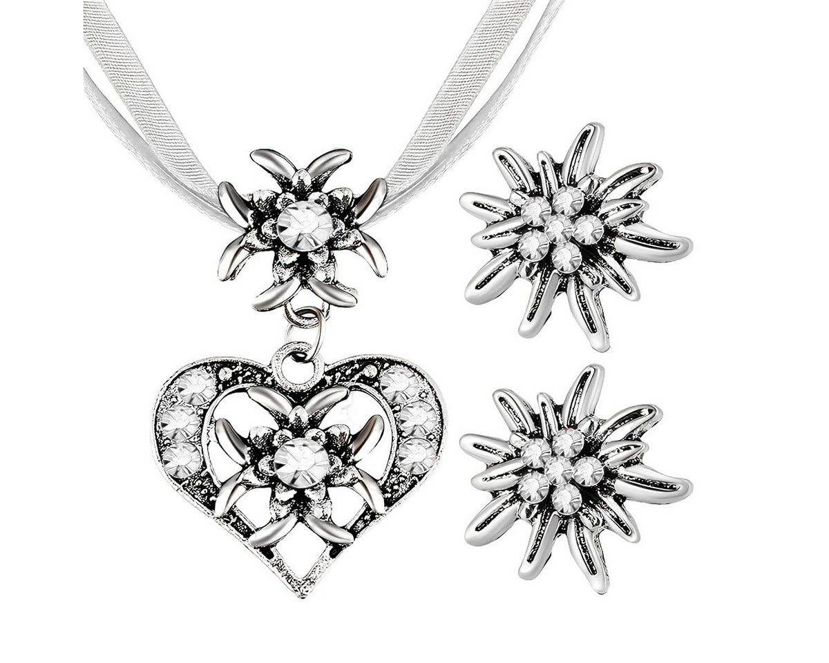 Bextsrack Schmuckset Damen Oktoberfest Schmuckset, Edelweiß Anhänger mit Ohrringen, Bayerischer Stil Damen Mode Schmuckset von Bextsrack
