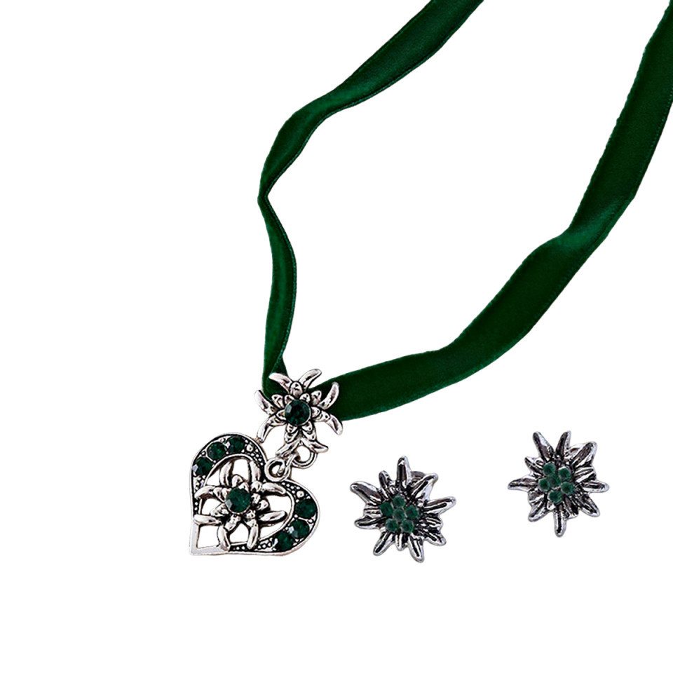 Bextsrack Schmuckset Damen Oktoberfest Schmuckset, Edelweiß Anhänger mit Ohrringen, Bayerischer Stil Damen Mode Schmuckset von Bextsrack