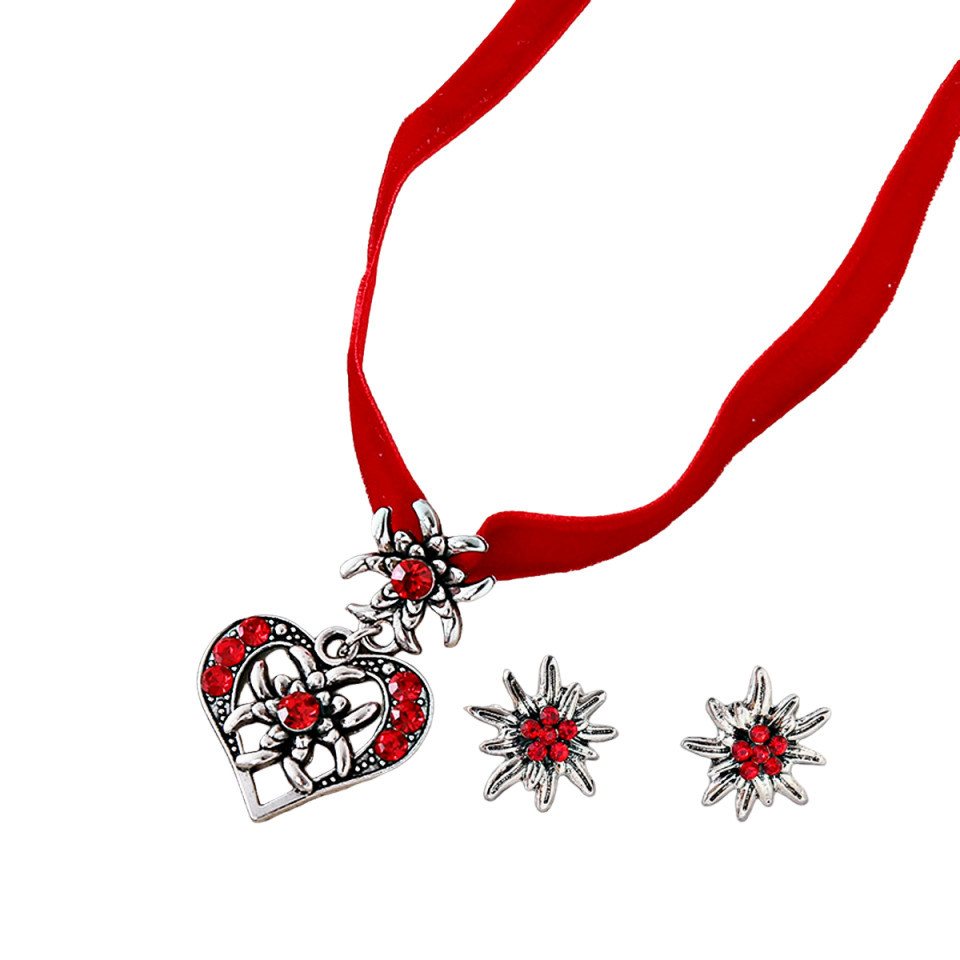 Bextsrack Schmuckset Damen Oktoberfest Schmuckset, Edelweiß Anhänger mit Ohrringen, Bayerischer Stil Damen Mode Schmuckset von Bextsrack