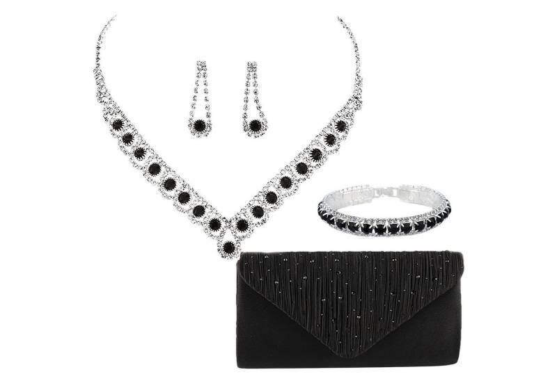 Bextsrack Schmuckset Hochzeits- und Abendessen-Schmuck-Set, Halskette, Ohrringe, Armband und Handtasche von Bextsrack