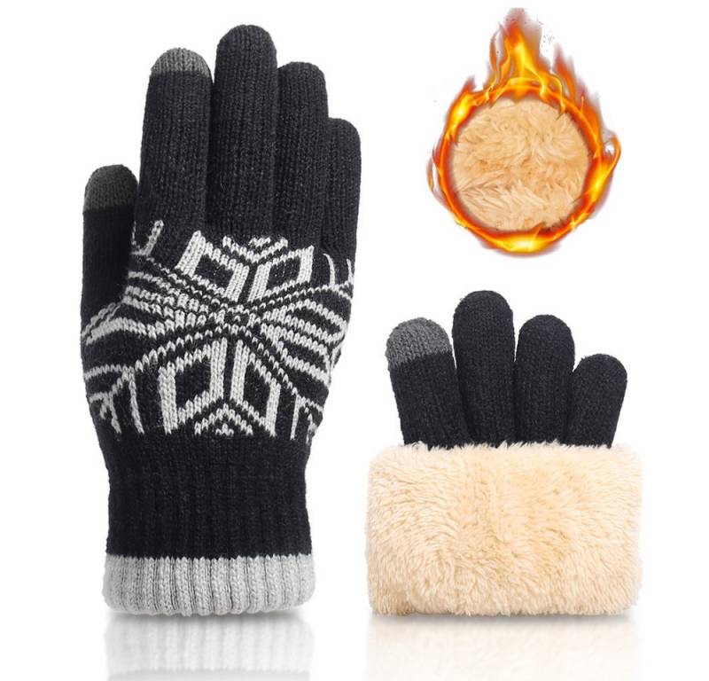Bextsrack Strickhandschuhe Winterhandschuhe Doppellagige Touchscreen Warm Handschuhe Weihnachten Warme Handschuhe von Bextsrack