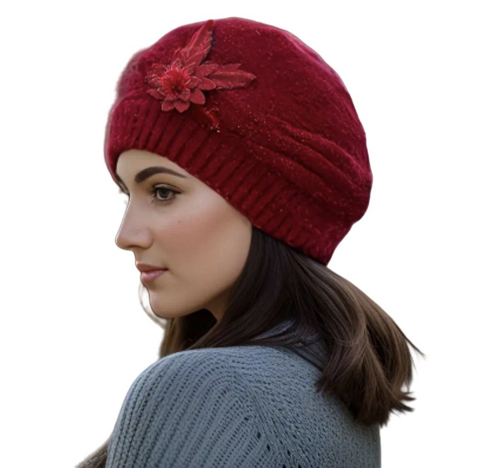 Bextsrack Strickmütze Damen Wollmütze Baskenmütze Winter Warme Mütze Einheitsgröße(52-56cm) von Bextsrack