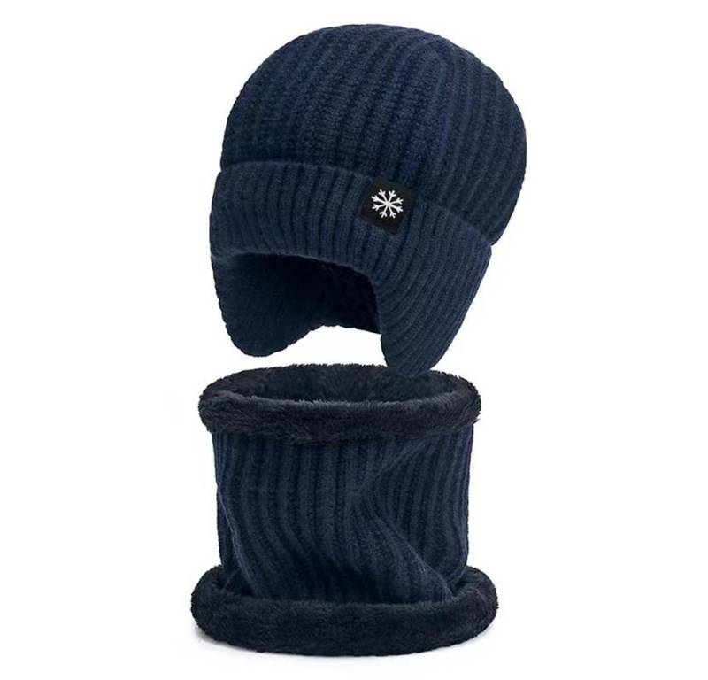 Bextsrack Strickmütze Wintermütze Halswärmer Set für Herren Damen Beanie Strickmütze mit Wollfutter und Ohrklappen, Warme Loop Schal von Bextsrack