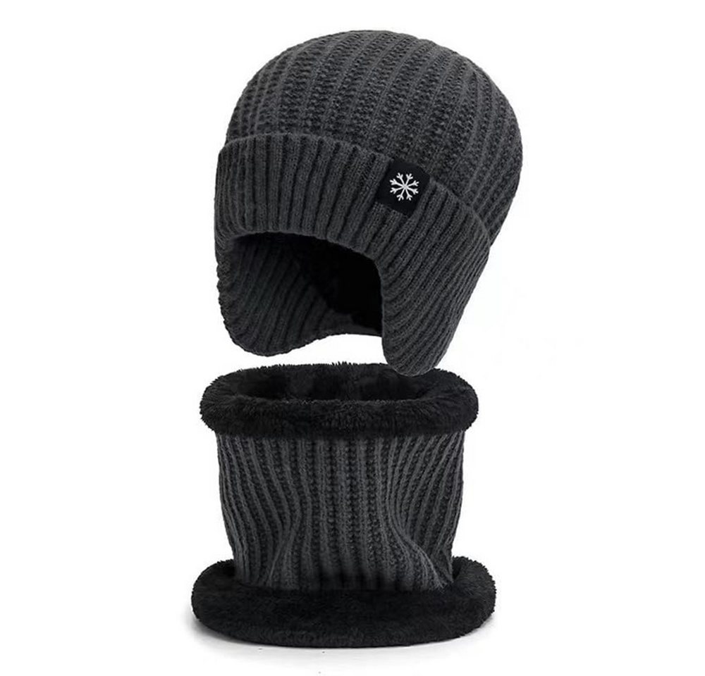 Bextsrack Strickmütze Wintermütze Halswärmer Set für Herren Damen Beanie Strickmütze mit Wollfutter und Ohrklappen, Warme Loop Schal von Bextsrack
