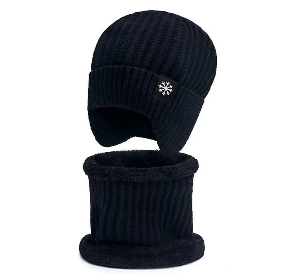 Bextsrack Strickmütze Wintermütze Halswärmer Set für Herren Damen Beanie Strickmütze mit Wollfutter und Ohrklappen, Warme Loop Schal von Bextsrack