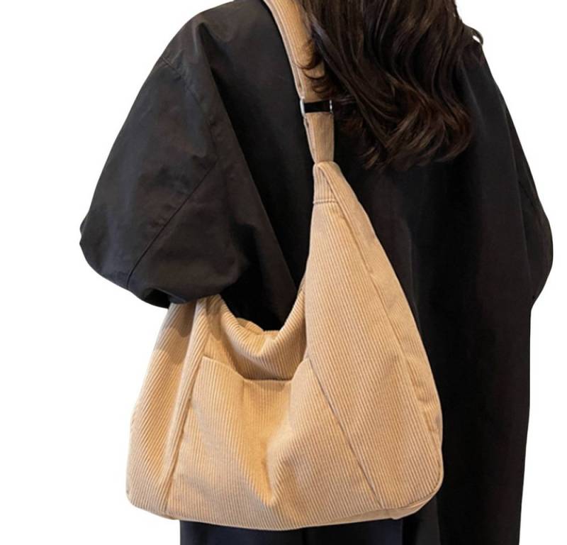 Bextsrack Umhängetasche Damen Groß Cord Tasche Shopper Crossbody Schultertasche Henkeltasche, Hobo Handtasche für Uni Arbeit Mädchen Schule von Bextsrack