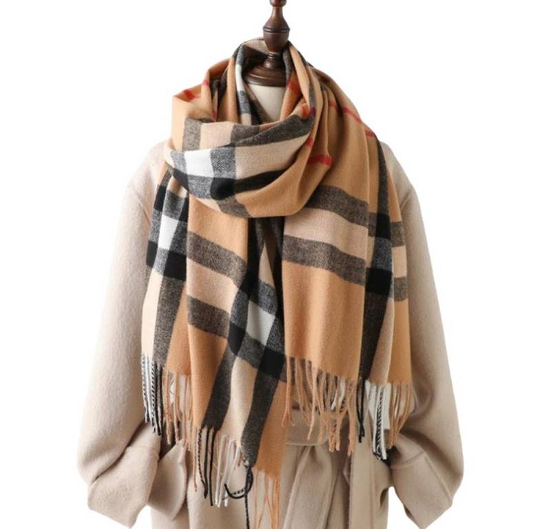 Bextsrack Wollschal Damen Kariert Groß Fransen Schal Lange Winterschal, für Herbst Winter von Bextsrack