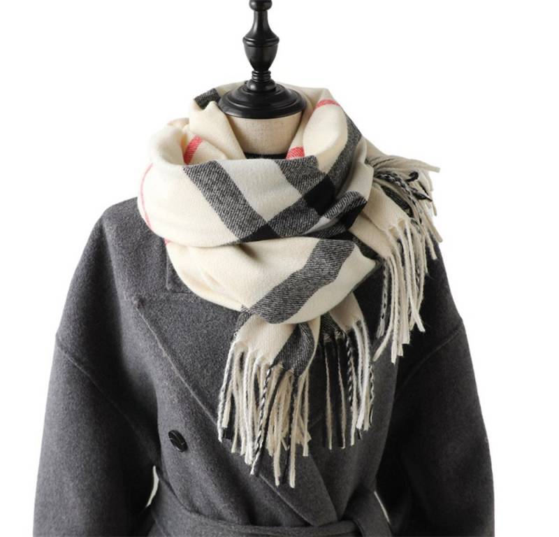 Bextsrack Wollschal Damen Kariert Groß Fransen Schal Lange Winterschal, für Herbst Winter von Bextsrack