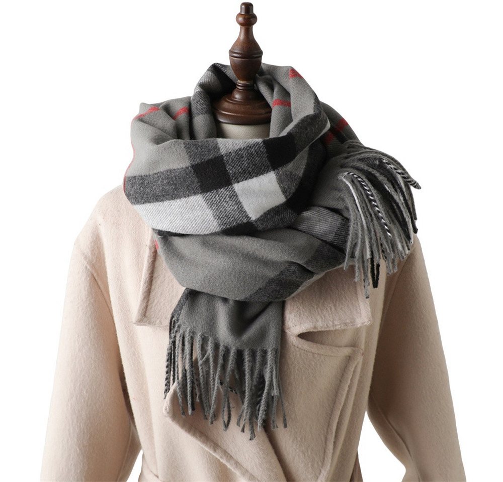 Bextsrack Wollschal Damen Kariert Groß Fransen Schal Lange Winterschal, für Herbst Winter von Bextsrack