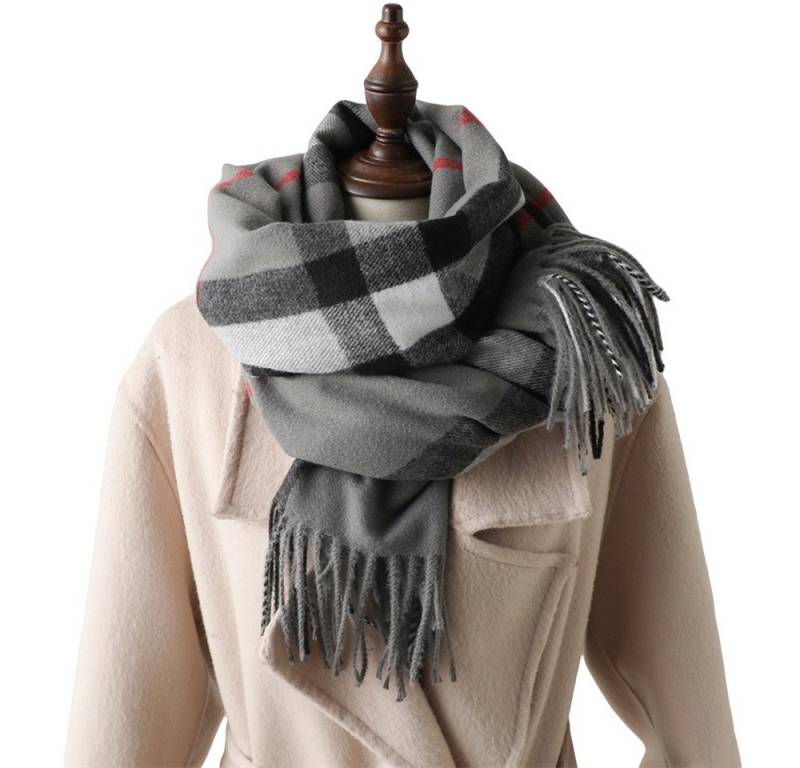 Bextsrack Wollschal Damen Kariert Groß Fransen Schal Lange Winterschal, für Herbst Winter von Bextsrack