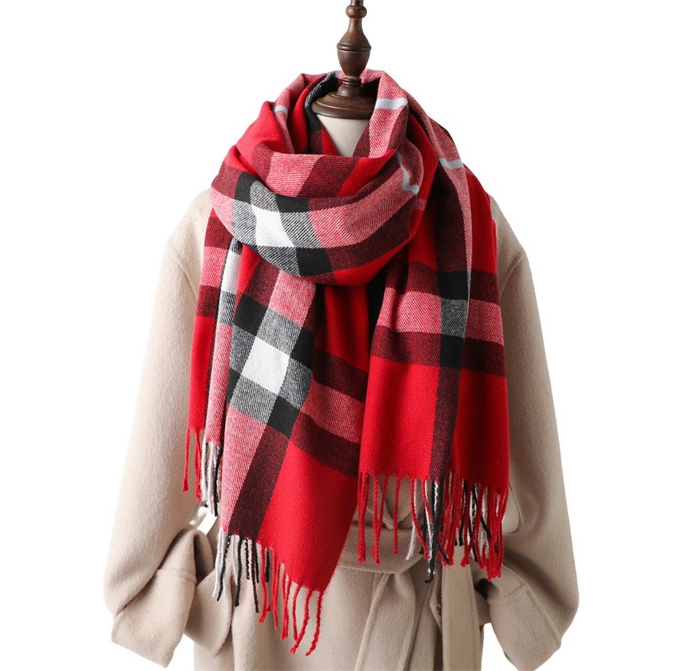 Bextsrack Wollschal Damen Kariert Groß Fransen Schal Lange Winterschal, für Herbst Winter von Bextsrack