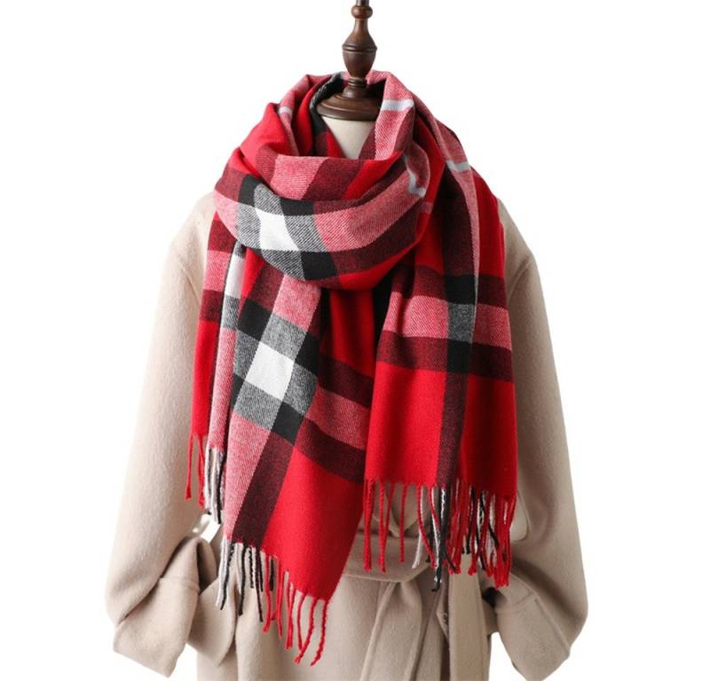 Bextsrack Wollschal Damen Kariert Groß Fransen Schal Lange Winterschal, für Herbst Winter von Bextsrack
