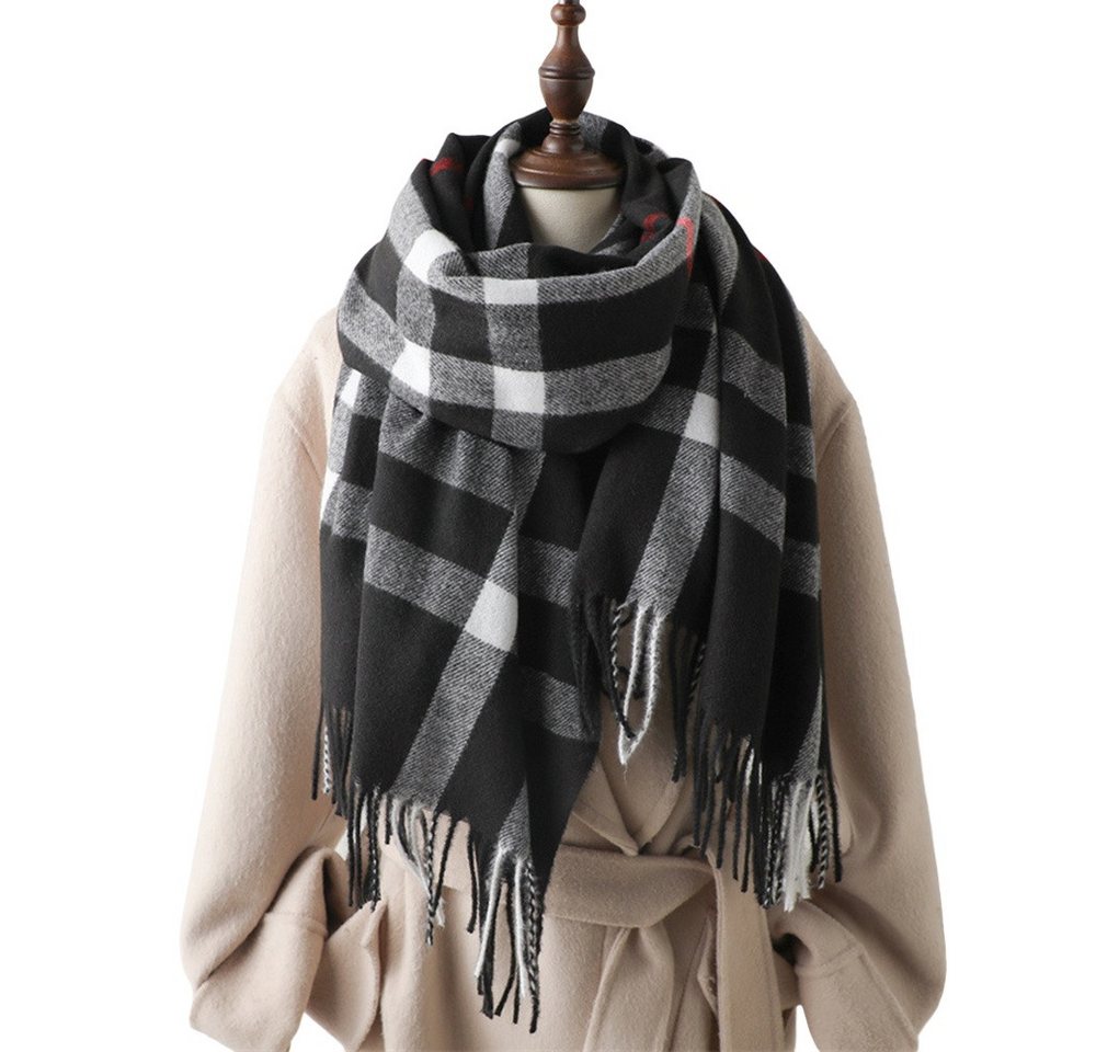 Bextsrack Wollschal Damen Kariert Groß Fransen Schal Lange Winterschal, für Herbst Winter von Bextsrack