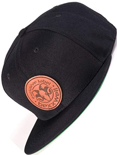 Bexxwell Junior Snapback Cap für Kinder schwarz mit Lederpatch (optimale Passform, Kids, Kappe, Black, Unisex) von Bexxwell