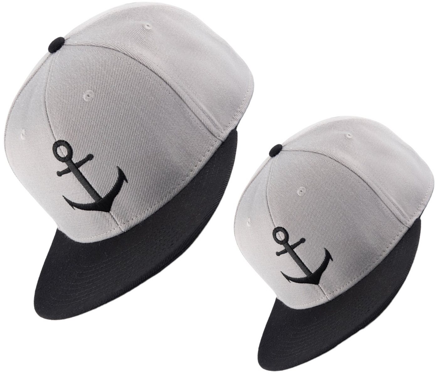 Bexxwell Snapback Cap 2er-Set Partnerlook für Klein und Groß mit Anker-Stickerei (2er Set (1x Erwachsene, 1x Kind) von Bexxwell