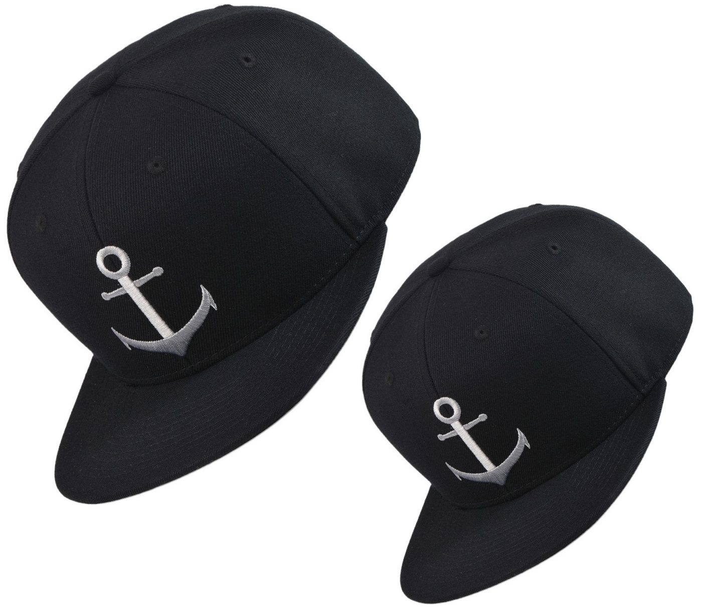 Bexxwell Snapback Cap 2er-Set Partnerlook für Klein und Groß mit Anker-Stickerei (2er Set (1x Erwachsene, 1x Kind) von Bexxwell