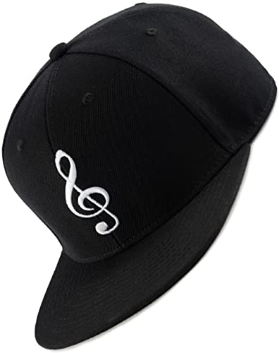 Bexxwell Snapback Cap Schwarz mit Notenschlüssel (optimale Passform, Kappe, Black, Music, Musik) von Bexxwell