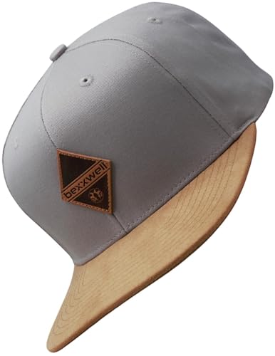 Bexxwell Snapback Cap mit Lederpatch (optimale Passform, Kappe, Unisex) (DE/NL/SE/PL, Alphanumerisch, Einheitsgröße, Grau) von Bexxwell