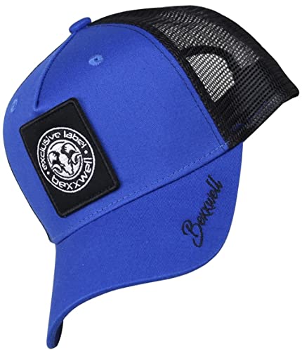 Bexxwell Trucker Cap blau/schwarz mit Logo-Patch (optimale Passform, Kappe, Blue, Black, Truckercap, Logo, Cap, Unisex) von Bexxwell