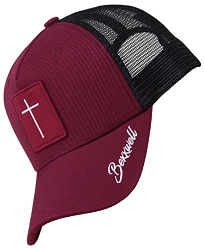 Bexxwell Trucker Cap rot/schwarz mit Kreuz-Patch (optimale Passform, Kappe, red, Black, Truckercap, Cross, Cap, Unisex) von Bexxwell