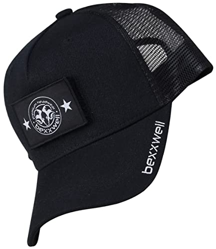 Bexxwell Trucker Cap schwarz mit Klett-Patch (optimale Passform, Kappe, Black, Truckercap, Logo, Cap, Unisex) von Bexxwell