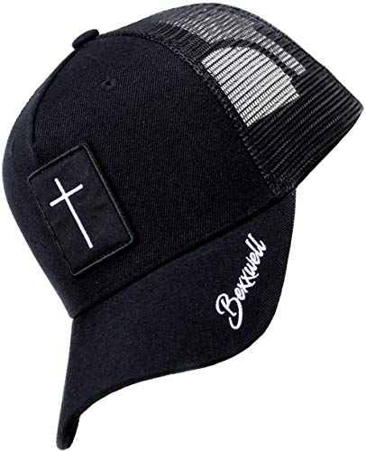 Bexxwell Trucker Cap schwarz mit Kreuz-Patch (optimale Passform, Kappe, Black, Truckercap, Cross, Cap, Unisex) von Bexxwell