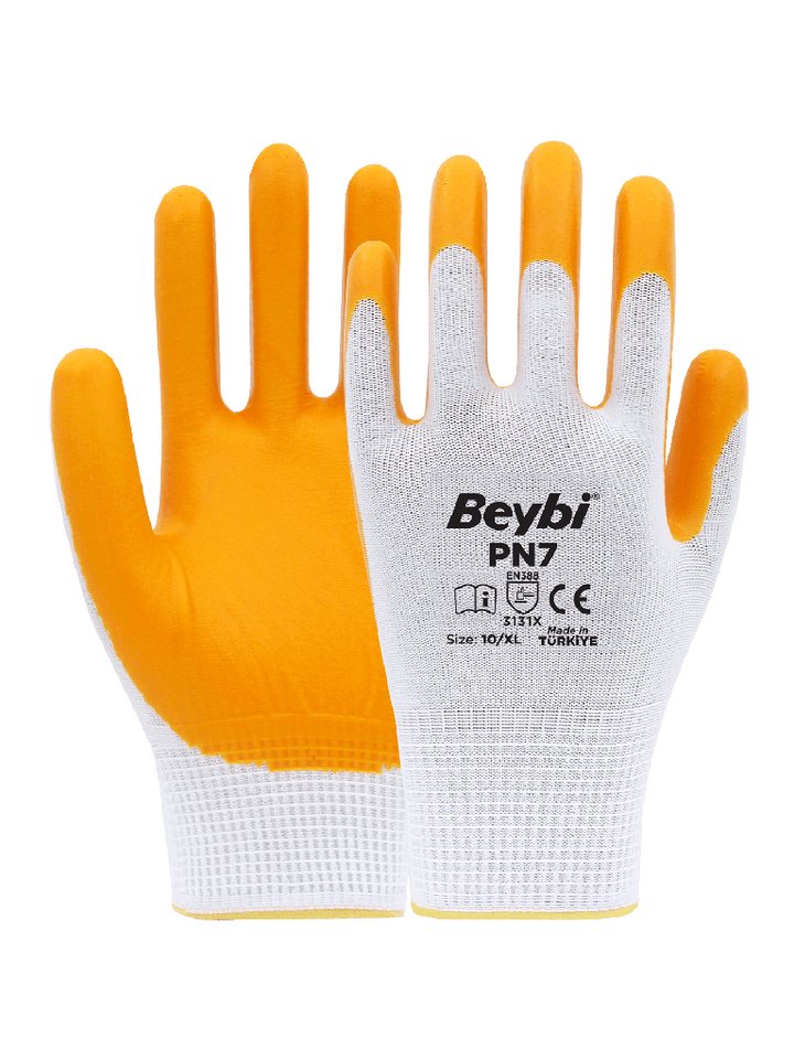 Beybi Arbeitshandschuhe Beybi, 12 Paar Arbeitshandschuhe - Polyester, Nitril 1/2-Beschichtung von Beybi