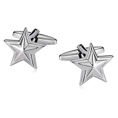 Beydodo 1 Paar Manschettenknöpfe Herren Hochzeit Edelstahl Sterne Silber Hemd Manschettenknöpfen von Beydodo