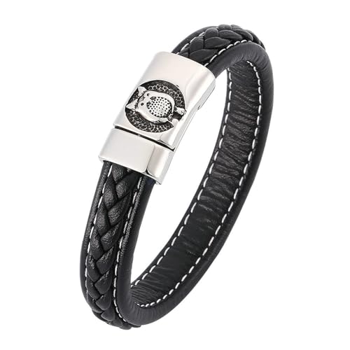 Beydodo Armbänder Leder Herren, Lederarmband 12MM Eule mit Magnetverschluss Partner Armband Personalisiert Schwarz 20.5CM von Beydodo