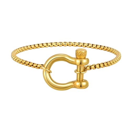 Beydodo Armband Herren Gold 20CM, Armbänder Edelstahl mit Hufeisen Verschluss Partnerarmband Charm Armband Männer Personalisiert von Beydodo