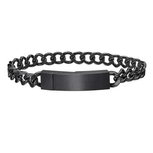 Beydodo Armband Herren Schwarz 21CM, Armbänder Edelstahl mit Magnetverschluss Panzerarmband 8MM Partnerarmband Charm Armband Männer Personalisiert von Beydodo