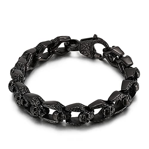 Beydodo Armband Partner Schwarz 22CM, Armband Edelstahl Totenkopf Gliederarmband 13MM mit Karabinerverschluss Bettelarmband Armband Herren für Charms Beydodo Armband Partner Schwarz 22CM, Armband Edelstahl Totenkopf Gliederarmband 13MM mit Karabinerverschluss Bettelarmband Armband Herren für Charms von Beydodo