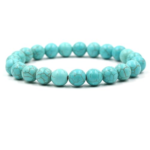 Beydodo Armband für Männer, Perlen Armbänder Charms 10MM Türkis Perlenarmband Herren Chakra 20CM von Beydodo