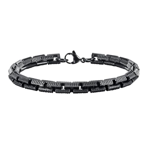 Beydodo Charms Armbänder, Armband Herren Edelstahl 6.6MM Gliederarmband Freundschaftsarmband Personalisierte Armbänder Männer Schwarz 21CM von Beydodo