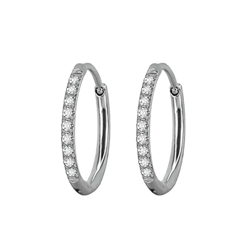 Beydodo Creolen Damen Edelstahl, Ohrringe 10MM Hoop mit Zirkonia Silber Creolen Nickelfrei in Bijouterie von Beydodo