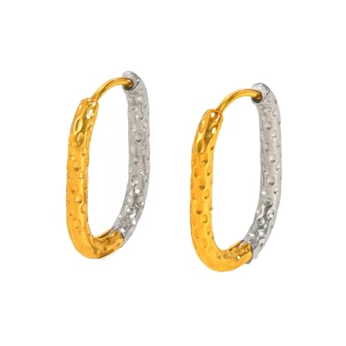 Beydodo Creolen Edelstahl Damen, Ohrringe U Form Geprägt Creolen Mädchen Silber Gold Nickelfrei von Beydodo