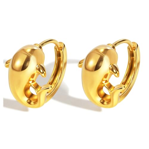 Beydodo Creolen Edelstahl Vergoldet Mädchen, Creolen Delfin Gold Ohrringe Nickelfrei in Bijouterie von Beydodo