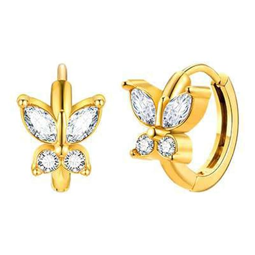 Beydodo Creolen Ohrringe Damen Edelstahl Vergoldet, Creolen Schmetterling mit Zirkonia Ohrringe Gold Nickelfrei Modeschmuck von Beydodo
