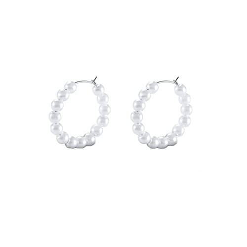Beydodo Creolen Silber 925, Ohrringe Damen Hoop mit Perlen Silber Creole Nickelfrei Modeschmuck von Beydodo